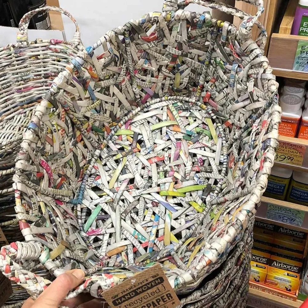 Trader Joe's Recycled Newspaper Hand Woven Basket